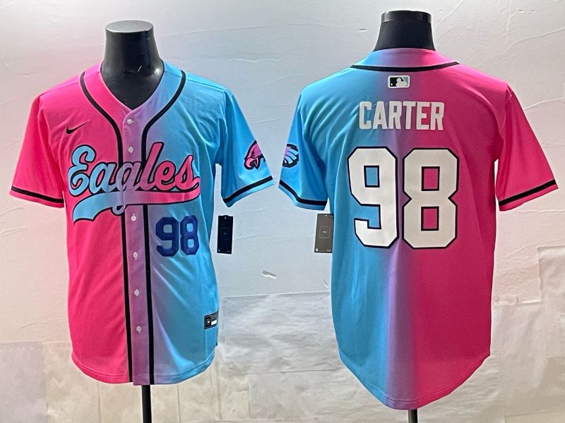 Men 2025 Philadelphia Eagles #98 Carter Blue pink Nike Limited NFL Jersey style 03->philadelphia eagles->NFL Jersey